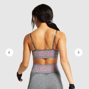 Gymshark Flex Strappy Sports Bra XS Charcoal Marl/Pink